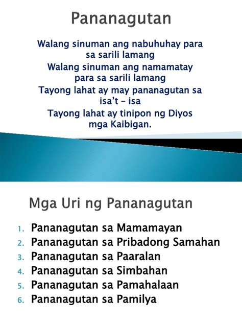 PANANAGUTAN (Tagalog).